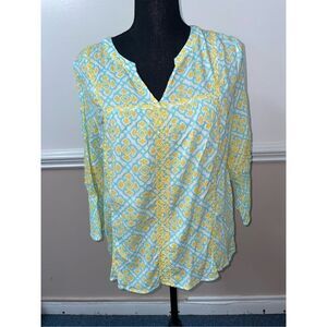 Crown & Ivy V Neck Blouse Size Medium-3/4 Sleeve